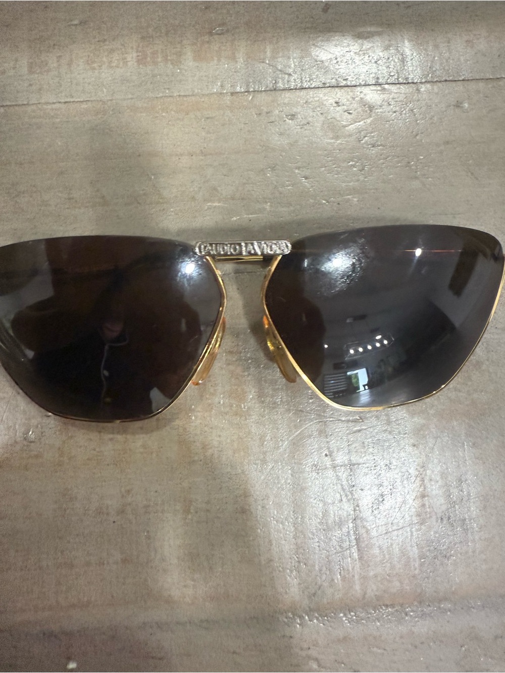 Vintage Claudio La Viola for Private Eyes Gold Rimless Sunglasses Made in Italy